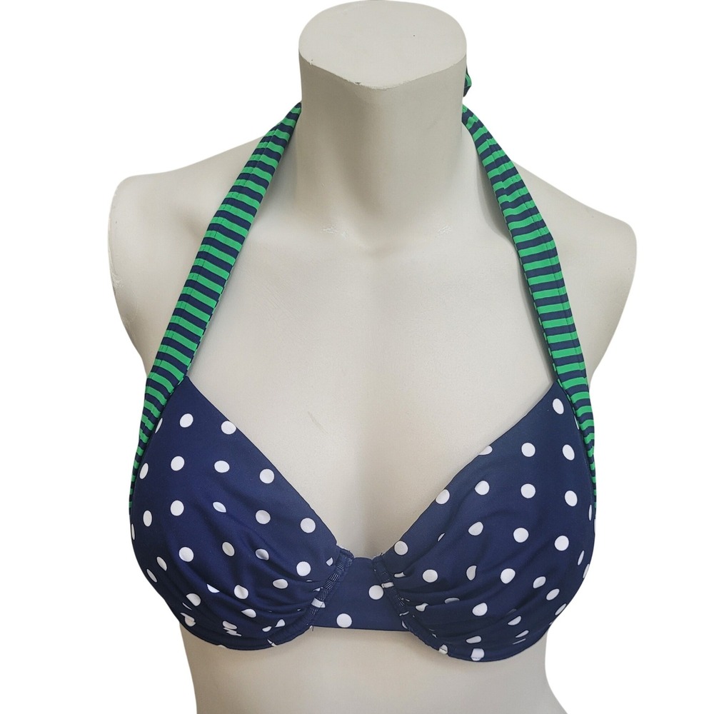 Tommy Bahama Blue Polka Dot Green Underwire Bikini Small